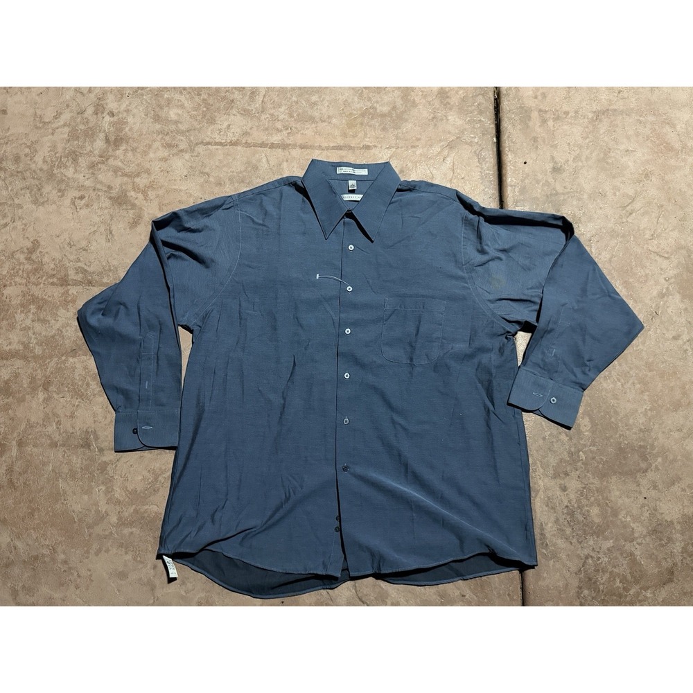 Geoffrey Beene Men's 34 Blue Solid Woven Long Sleeve Point Collar Button-Up - Picture 5 of 6